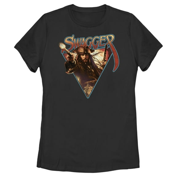 Women's Pirates of the Caribbean: Curse of the Black Pearl Jack Sparrow Swagger  Graphic Tee Black X Large