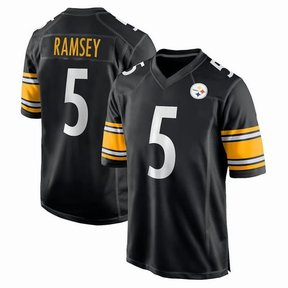 Women's Pittsburgh Ramsey 5 Black Stitched T-Shirts Sports Player Game Top, Small