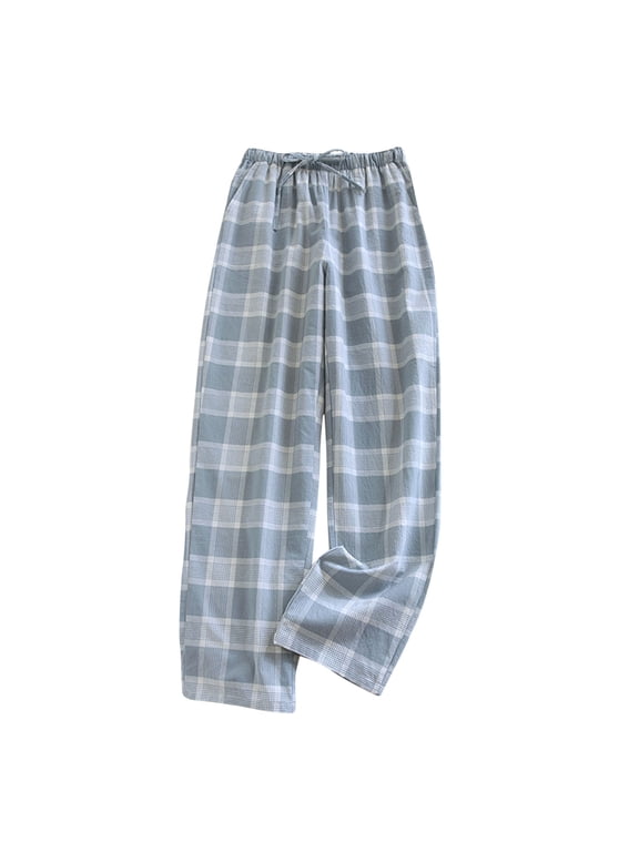 Women's Plaid 100% Cotton Loungewear Pajama Pants Plaid Nightwear Trousers With Pockets