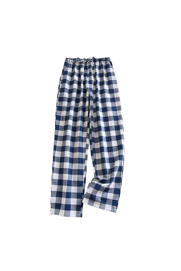 Women's Plaid 100% Cotton Loungewear Pajama Pants Plaid Nightwear Trousers With Pockets