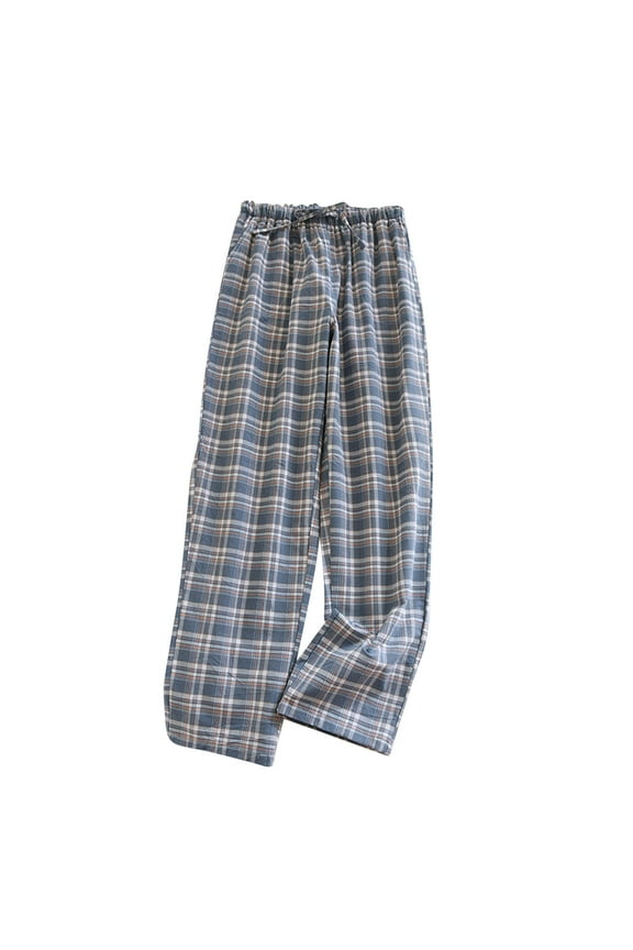 Women's Plaid 100% Cotton Loungewear Pajama Pants Plaid Nightwear Trousers With Pockets