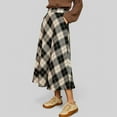 thumbnail image 1 of Women's Plaid A-Line Midi Skirt with High Waist - Medium, Black, 1 of 5