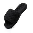 thumbnail image 1 of Women's Plaid Arch Support Slippers with Adjustable Hook & Loop Closure Open Toe House Shoes Non-slip Outsole, Black M, 1 of 1