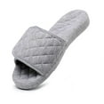 thumbnail image 1 of Women's Plaid Arch Support Slippers with Adjustable Hook & Loop Closure Open Toe House Shoes Non-slip Outsole, GRAY XL, 1 of 1