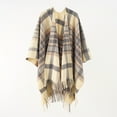 thumbnail image 1 of Women's Plaid Blanket Scarf Shawl Wrap Warm Cozy Winter Poncho Cape with Tassels Stylish Oversized Checkered Design, 1 of 3