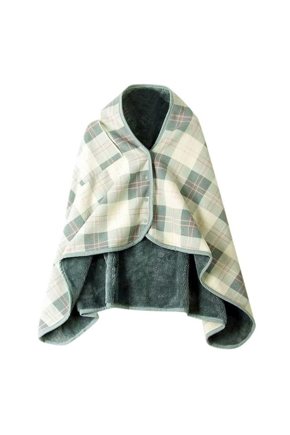 Women's Plaid Blanket Scarf Wrap Shawl Multifunctional Winter Warm Fashion Accessory - Double Layer Multiple Wearing Styles(E)