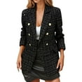 thumbnail image 1 of Women's Plaid Blazer Jacketn Business Coat Black M, 1 of 4