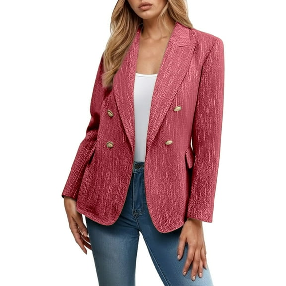 Women's Plaid Blazer Jacketn Business Coat Red XL