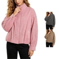 thumbnail image 1 of Women's Plaid Bomber Jacket Zip Up, Casual Fall Coat Long Sleeve Lightweight Street Style, 1 of 9