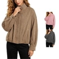 thumbnail image 1 of Women's Plaid Bomber Jacket Zip Up, Casual Fall Coat Long Sleeve Lightweight Street Style, 1 of 9