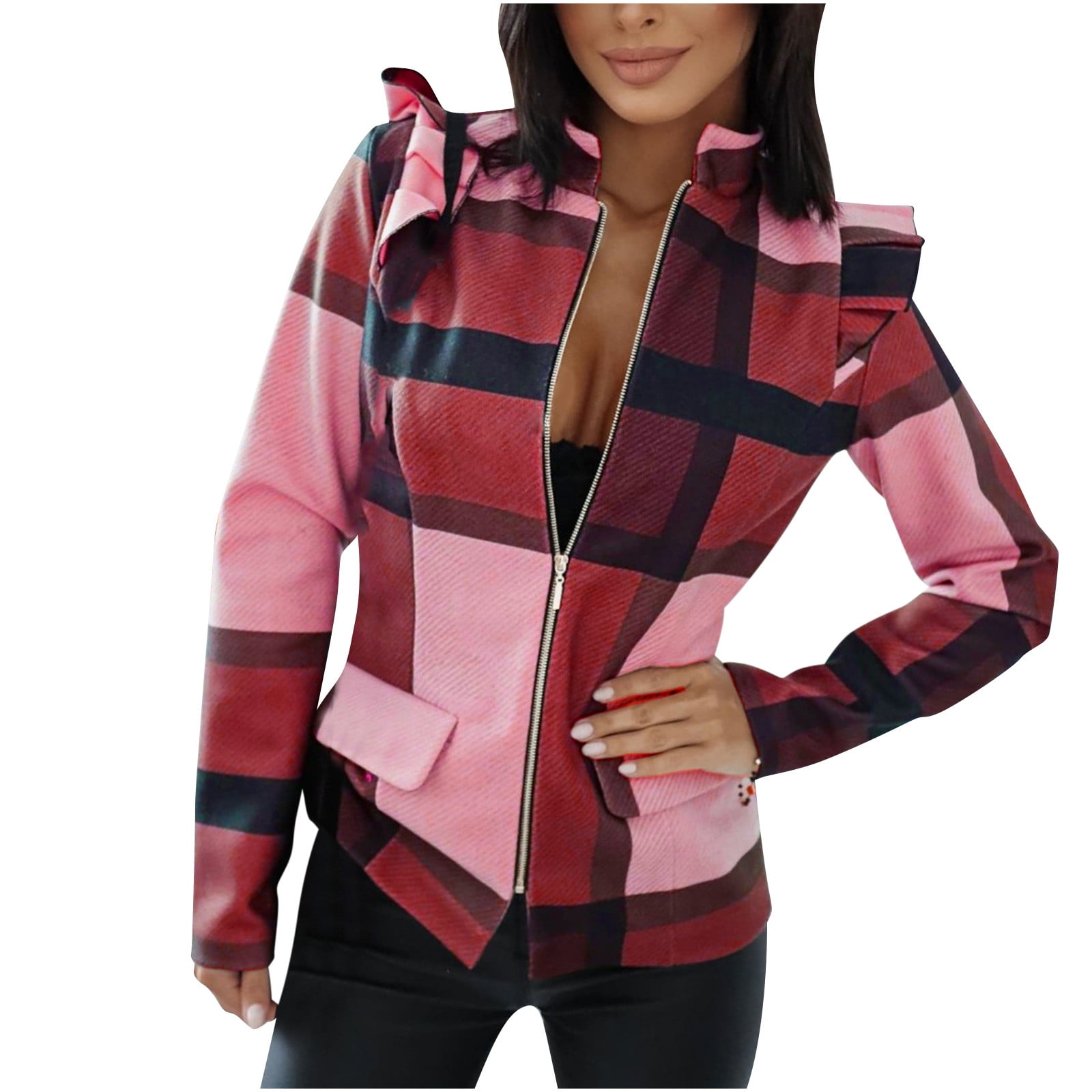 Snap Down Plaid Long Sleeve Shacket main image 1