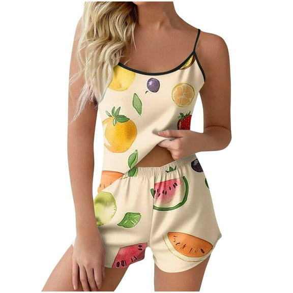 Women’s Plaid Cami & Shorts Pajama Set – Sleeveless Elastic Waist Sleepwear (Trendy Print Set for Casual)