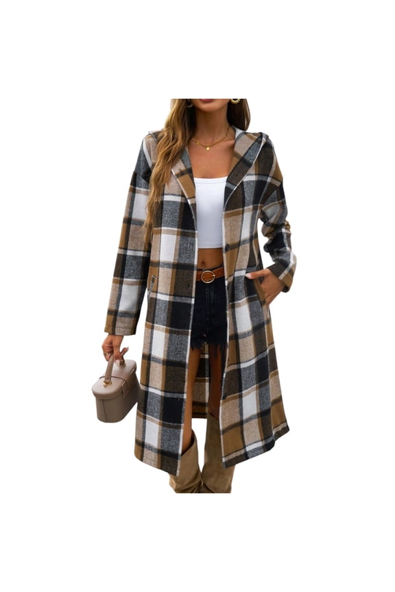 Women’s Plaid Corduroy Shacket – Long Sleeve Button Down Flannel Shirt Jacket Casual Lapel Coat for Fall Winter Layering