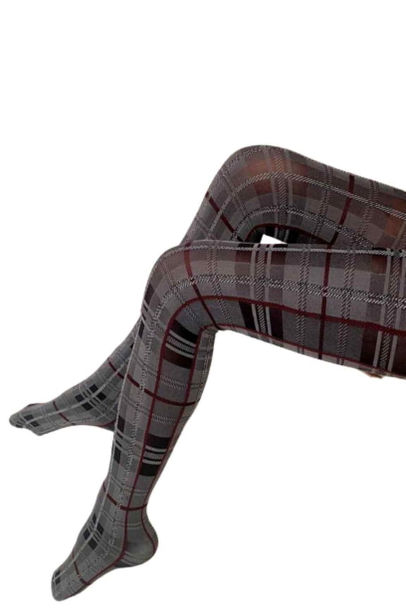 Women's Plaid Fashion Tights, Black, Free Size