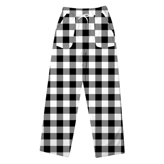 Women's Plaid Flannel Casual Pants Elastic Waist Thermal Comfortable Home Winter Autumn Soft Warm Stylish Trousers