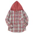 thumbnail image 1 of Women's Plaid Flannel Hoodie Shirt, Long Sleeve, Button Down, Oversized Boyfriend Style, Loose Fit, 1 of 5