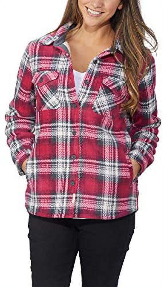 Women's Plaid Fleece Jackets Super Plush Sherpa Lined Jacket Shirt - image 1 of 7