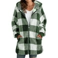 thumbnail image 1 of Women's Plaid Hooded Jacket Soft Comfortable Long Sleeve Zipper Front Loose Fit Outerwear With Pockets For Casual Wear, 1 of 4