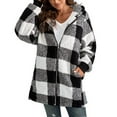 thumbnail image 1 of Women's Plaid Hooded Jacket Soft Comfortable Long Sleeve Zipper Front Loose Fit Outerwear With Pockets For Casual Wear, 1 of 4
