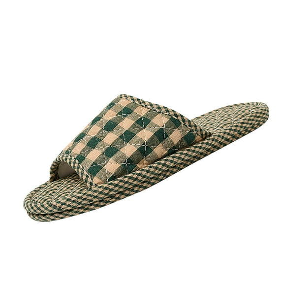 CHUMUD Women's Plaid House Slippers Open Toe Indoor Slippers Comfortable Washable Portable Foldable Guest Travel Hotel Airplane Spa Slippers