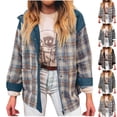 thumbnail image 1 of Women's Plaid Jacket Coats Outerwear for Women Casual Long Sleeve Button Down Loose Fit Checkered Shacket for Daily Wear Streetwear Travel Fashion Essential Gift | CSEONE,Khaki XL, 1 of 9