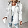 thumbnail image 1 of Women's Plaid Long Sleeve Button Down Hooded Jackets Warm Fall Outerwear Coat 2025 White S, 1 of 3