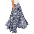 thumbnail image 1 of Women's Plaid Maxi Skirt- High Waist A Line Gingham Skirt,Pleated Flared Summer Casual Swing Long Skirt 2026, 1 of 6