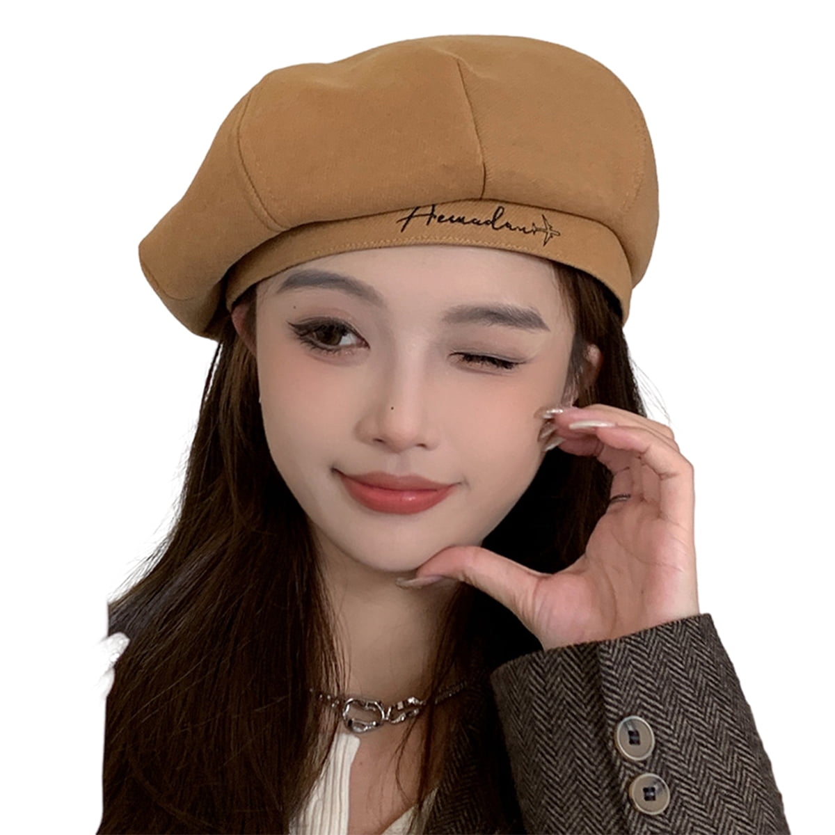 Women's Beret Hat - Octagonal Plaid Art Painter Hat For Autumn & Winter