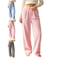 thumbnail image 1 of Women's Plaid Pajama Pants Comfy Lounge Pant Straight Leg Elastic Waist Sleep Bottoms Fall Winter Cozy Lady Sleepwear, 1 of 8