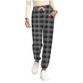 thumbnail image 1 of Women's Plaid Pajama Pants Elastic Waist Casual Joggers Yoga Sweatpants Comfy Loose Lounge Bottoms with Pockets, 1 of 6