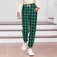 thumbnail image 1 of Women's Plaid Pajama Pants Elastic Waist Casual Joggers Yoga Sweatpants Comfy Loose Trousers with Pockets New Pants for Women Dressy Casual Green XXL, 1 of 6