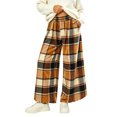 thumbnail image 1 of Women's Plaid Pajama Pants, Elastic Waist Straight Leg Lounge Sweatpants, Warm Cozy Winter Sleepwear Trousers with Pocket Ginger L, 1 of 3