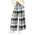 thumbnail image 1 of Women's Plaid Pajama Pants, Elastic Waist Straight Leg Lounge Sweatpants, Warm Cozy Winter Sleepwear Trousers with Pocket Light Blue L, 1 of 3