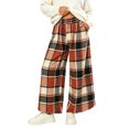 thumbnail image 1 of Women's Plaid Pajama Pants, Elastic Waist Straight Leg Lounge Sweatpants, Warm Cozy Winter Sleepwear Trousers with Pocket Wine XL, 1 of 3