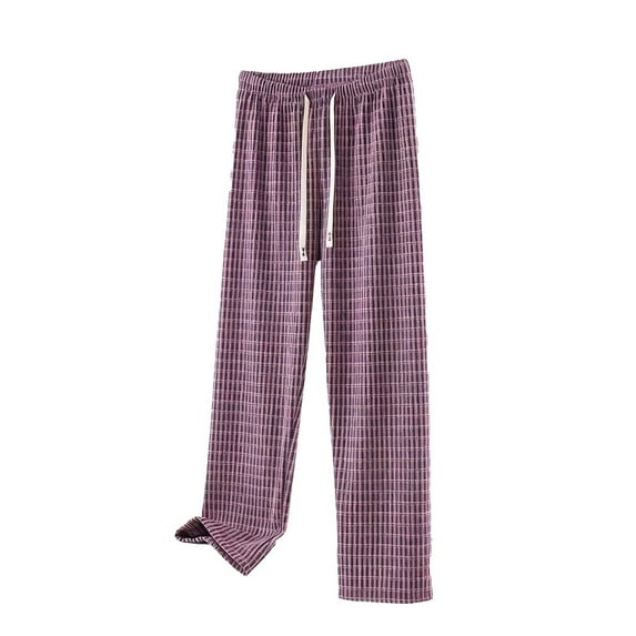Women's Plaid Pants Winter Pajama Lounge Boxer Pants Casual Wide Leg Drawstring Casual PJ Bottoms Trousers