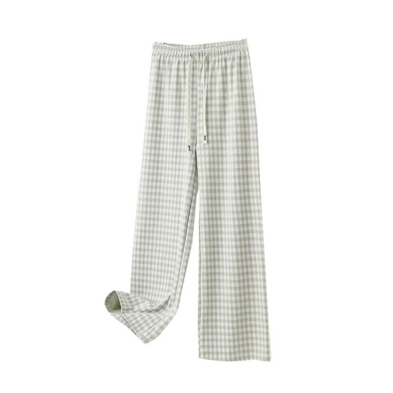 Women's Plaid Pants Winter Pajama Lounge Boxer Pants Casual Wide Leg Drawstring Casual PJ Bottoms Trousers