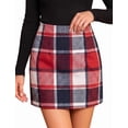 thumbnail image 1 of Women's Plaid Pencil Mini Skirt, High Waisted Bodycon Above Knee Skirt with Side Zipper for Fall Winter, 1 of 5