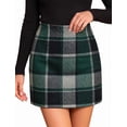 thumbnail image 1 of Women's Plaid Pencil Mini Skirt, High Waisted Bodycon Above Knee Skirt with Side Zipper for Fall Winter, 1 of 5