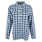 Womens Plaid Popover Linen Blend Shirt FB Small