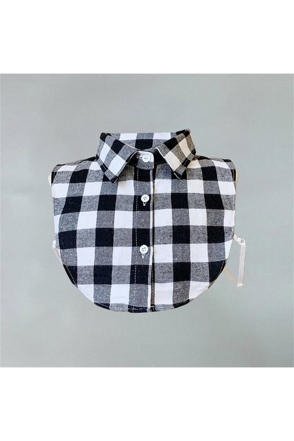 Women's Plaid Print False Collar, Dickey Collar for Women, Detachable Shirt Collar for Layering with Sweaters and Dresses, Button Down Collar for Formal and Casual Outfit Upgrade Black