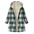 thumbnail image 1 of Women's Plaid Shacket Jacket, Fleece Lined Hooded Coat, Windbreaker Quilted Puffer Coat, Winter Snow Warm Overcoat Casual Long Sleeve Outwear, 1 of 7
