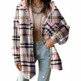 thumbnail image 1 of Women's Plaid Shacket Jacket Long Sleeve Boyfriend Sweatshirt Blouses Button Down Hooded Jackets, 1 of 6