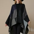 thumbnail image 1 of Women's Plaid Shawl with Open Front, Winter Warm Long Poncho Cape with Imitated Wool Feeling, Oversized Reversible Cardigan for Fall and Winter, Below Hip Length Casual Cover Up for Women - Black, 1 of 4
