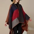 thumbnail image 1 of Women's Plaid Shawl, Reversible Open Front Poncho Cape, Oversized Long Cardigan Wrap, Warm Winter Shawl for Women, Fall and Winter Fashion Outerwear​-Red, 1 of 4