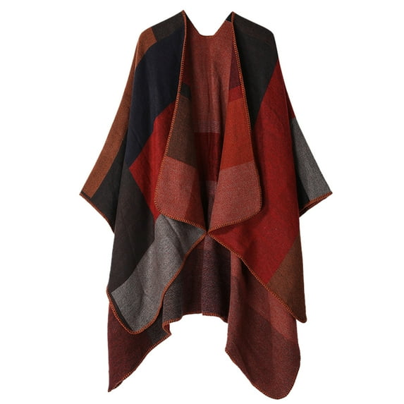 Women's Plaid Shawl Wraps Open Front Poncho Cape Oversized Sweaters Casual Cardigan Shawls For Fall Winter Women's Scarfs Winter Hat Knit Women's Scarves Wraps Scrim Scarf Scarf Women Lightweight