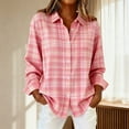 thumbnail image 1 of Women's Plaid Shirt Button Down Long Sleeve Shirts Rolled Up Boyfriend Top Soft Plaid Blouse Basic Shirt Collar Regular Top Lightweight Spring Womens Clothing Trendy 2026 V Neck Plaid Tops for Women, 1 of 4