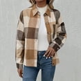 thumbnail image 1 of Women's Plaid Shirt Jackets Front Button Down Cardigans Outewears Fall Leisure Loose Garment Plaid Blouses Long Sleeve Lapel Jacket Tops, 1 of 9