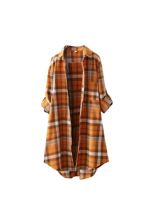 Women's Plaid Shirt Long Sleeve Oversized Flannel Shirt Casual Button Down Shirt for Women Loose Fit Top Relaxed Fit Plaid Shirt Street Style Oversized Plaid Shirt Women's Shirt Long Sleeve(M)