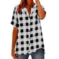 thumbnail image 1 of Women's Plaid Short Sleeve Button Down Shirt Casual Summer Blouses Loose Fit Tops Spring Summer White, 1 of 6