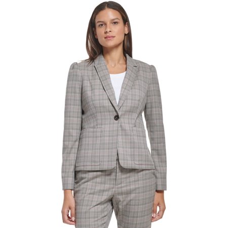 Women's Plaid Single-Button Blazer Grey Multi 4